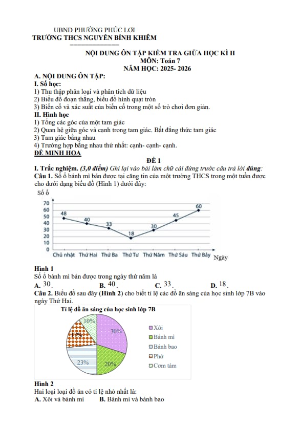 ôn tập giữa kì 2 toán 7 năm 2025 – 2026 trường thcs nguyễn bỉnh khiêm – hà nội