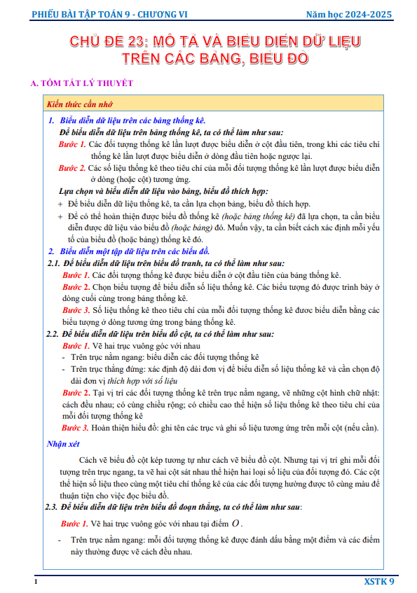 phiếu bài tập toán 9 chương một số yếu tố thống kê và xác suất