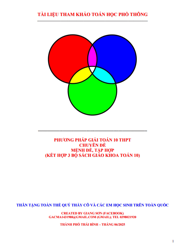 phương pháp giải toán và bài tập chuyên đề mệnh đề và tập hợp toán 10