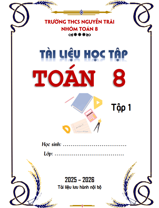 tài liệu học tập môn toán 8 học kì 1 năm học 2025 – 2026